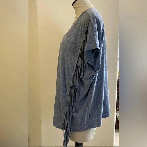 Heather Blue Tee with Fringe - Picture 7 of 9